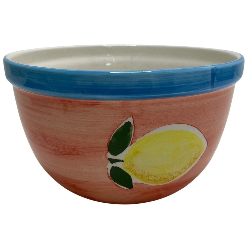 Vtg Lillian Vernon Hand Painted Lemon Ceramic Serving Mixing Bowl Replacement